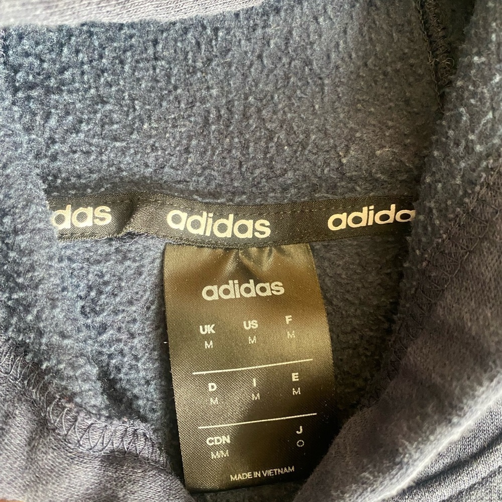 Adidas Men's Dark Blue Hoodie with White Stripes - Picture 2 of 2